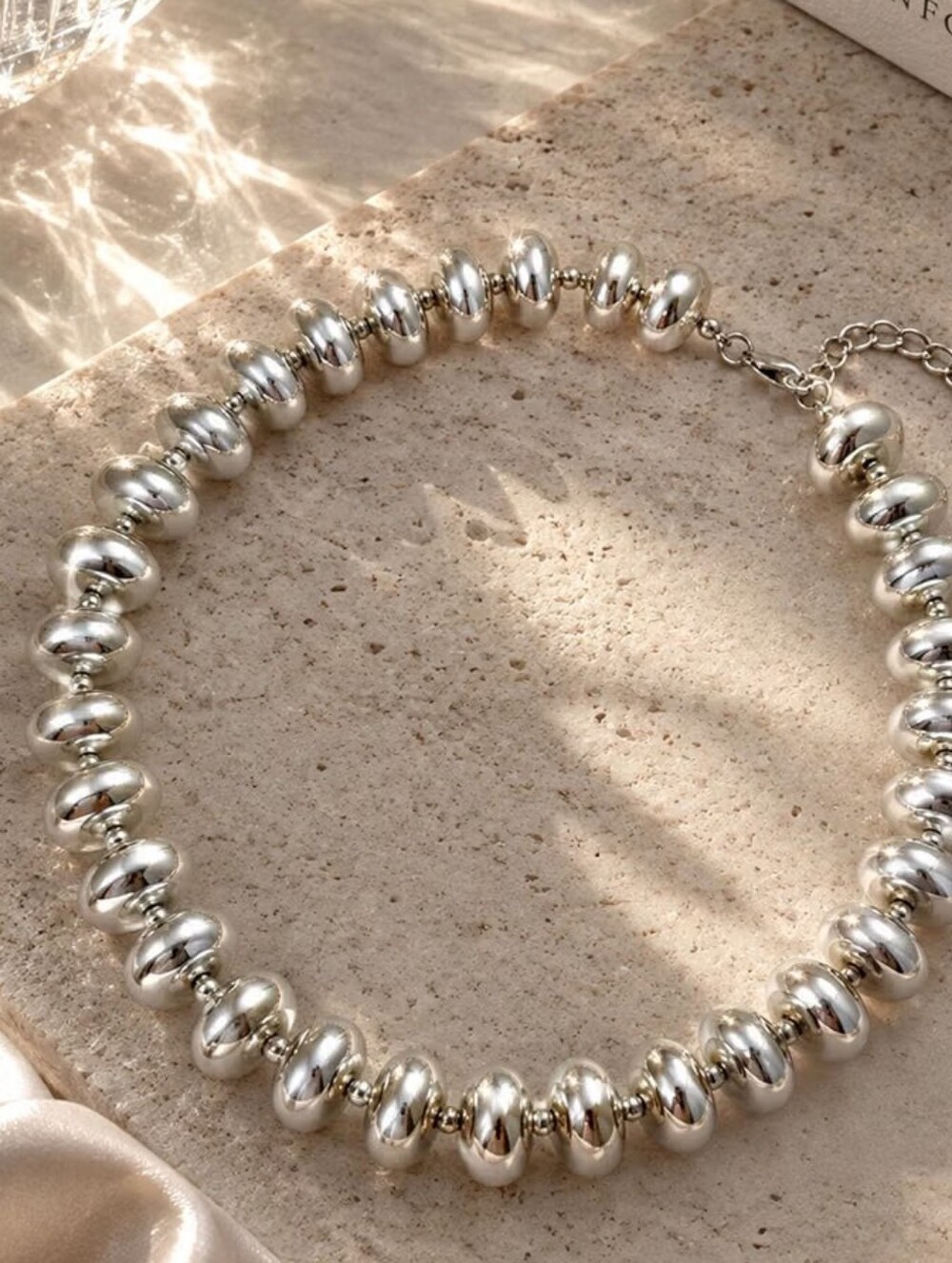 Chunky Bead Necklace Statement Bold 16.5"+2.5" Extender Chain